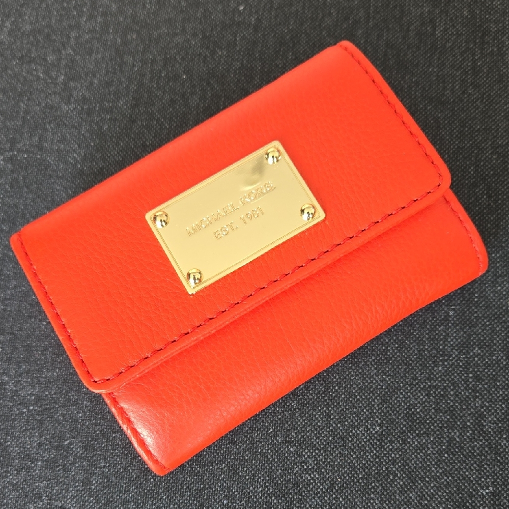 Michael Kors Bold Orange Leather Card Holder